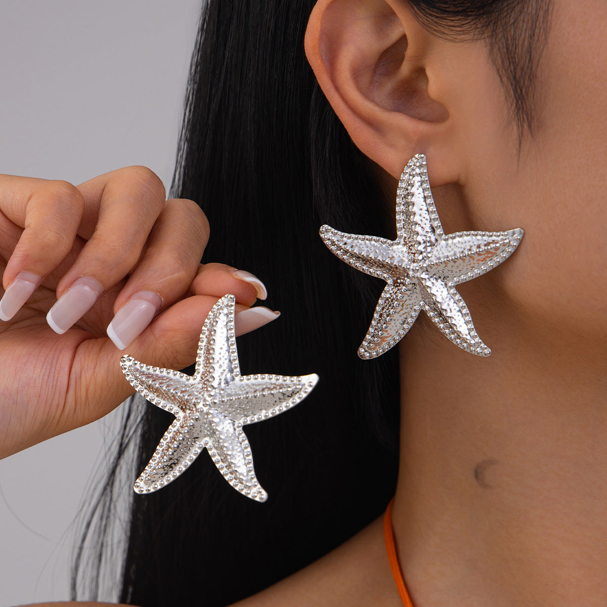 Wholesale Exaggerated conch and starfish earrings