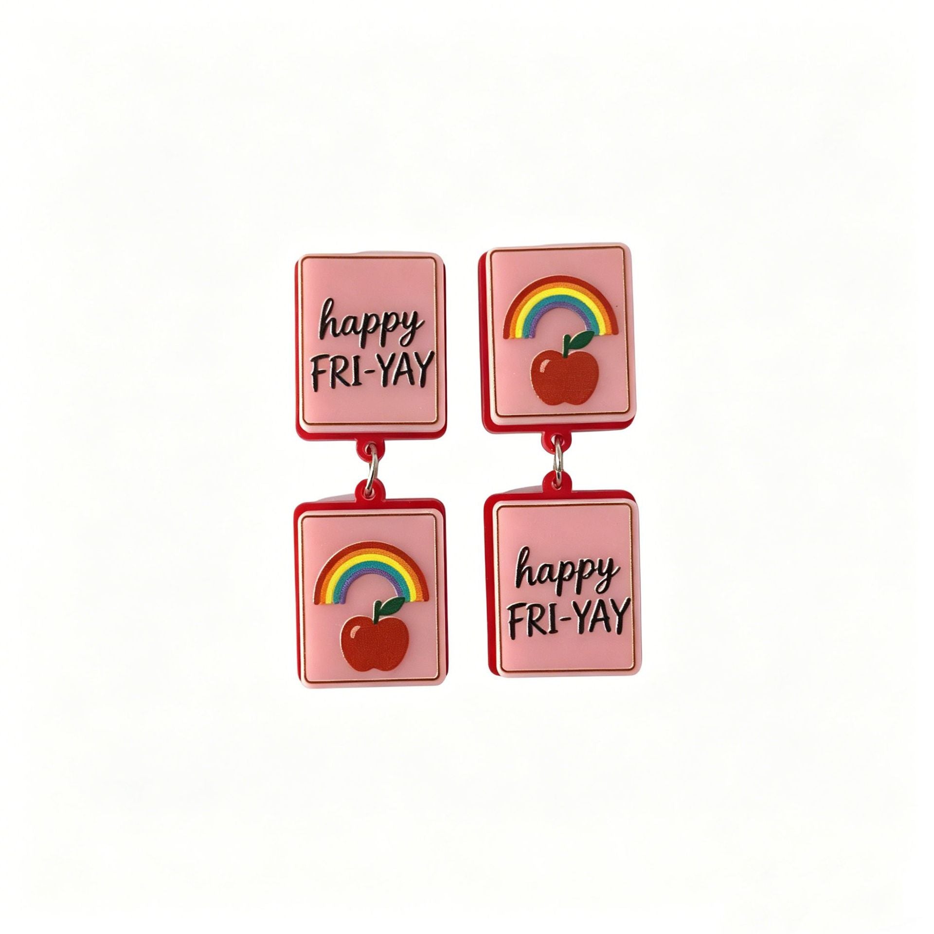 Wholesale Sweet Style Acrylic Drop Earrings With Book Coffee Cup Crayon Notebook Letter Motifs For School Graduation Party Everyday Wear