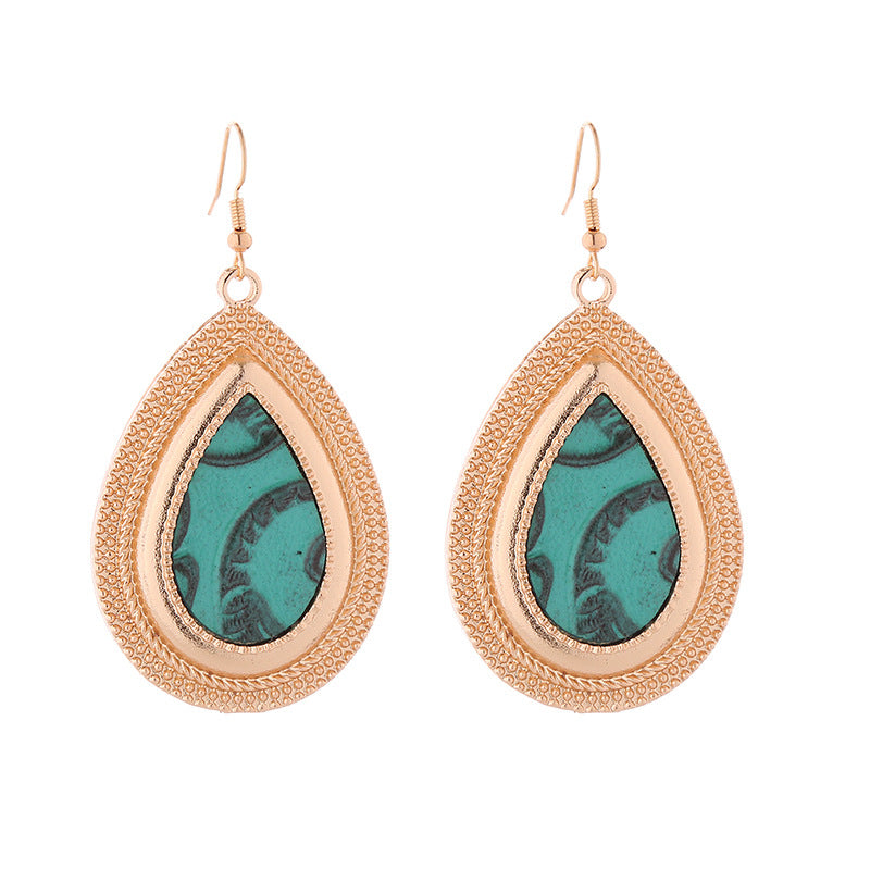 Wholesale Green Leather Printed Earrings