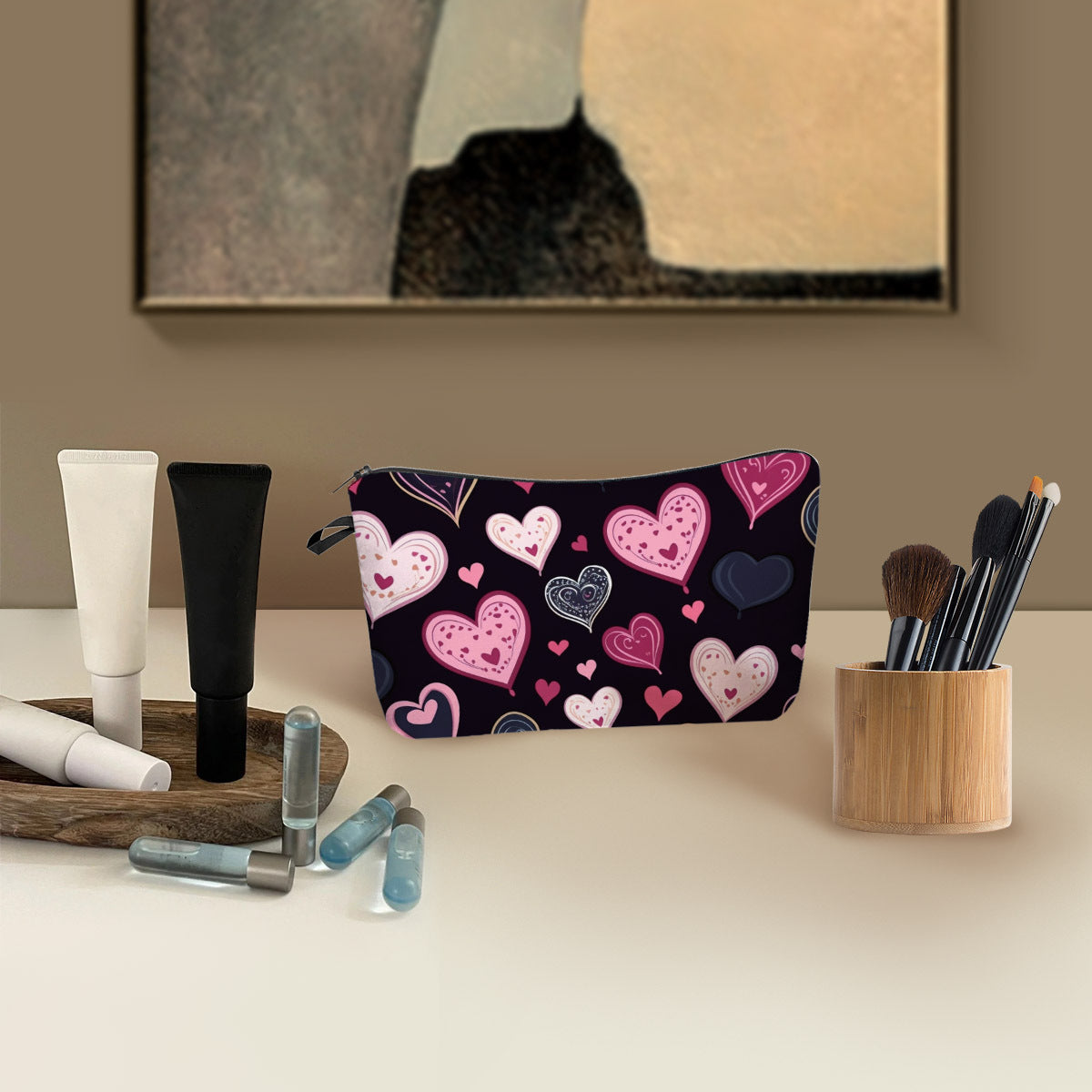 Wholesale Valentine's Day Love Printed Polyester Makeup Bag