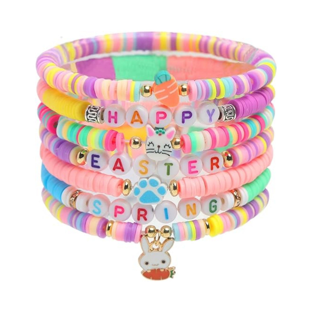 Wholesale Easter colored rabbit Easter egg colored letter soft ceramic bracelet