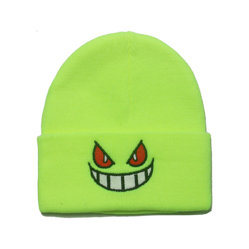 Wholesale Autumn and Winter Cartoon Big Mouth Red Eyes Embroidered Acrylic Knitted Hat