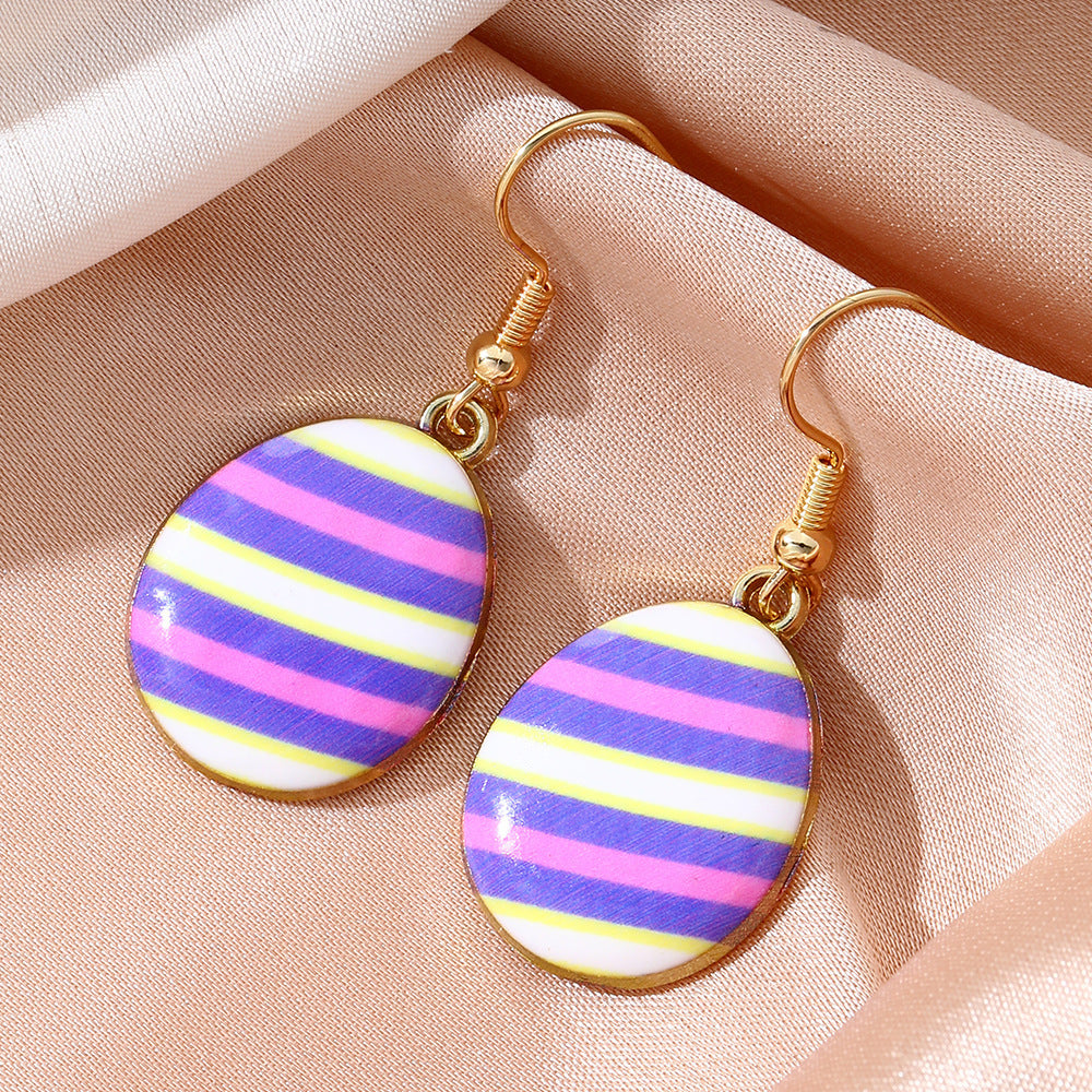 Wholesale Cartoon Printed Easter Egg Oil Earrings Light Luxury Niche Earrings Cute Earrings