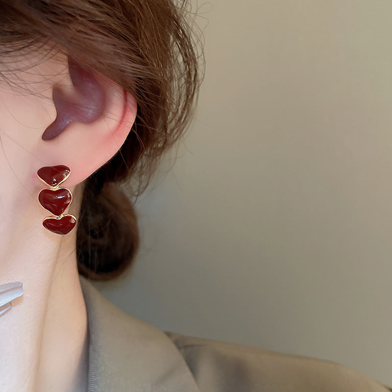 Wholesale Valentine's Day Vintage Red Love Heart Earrings