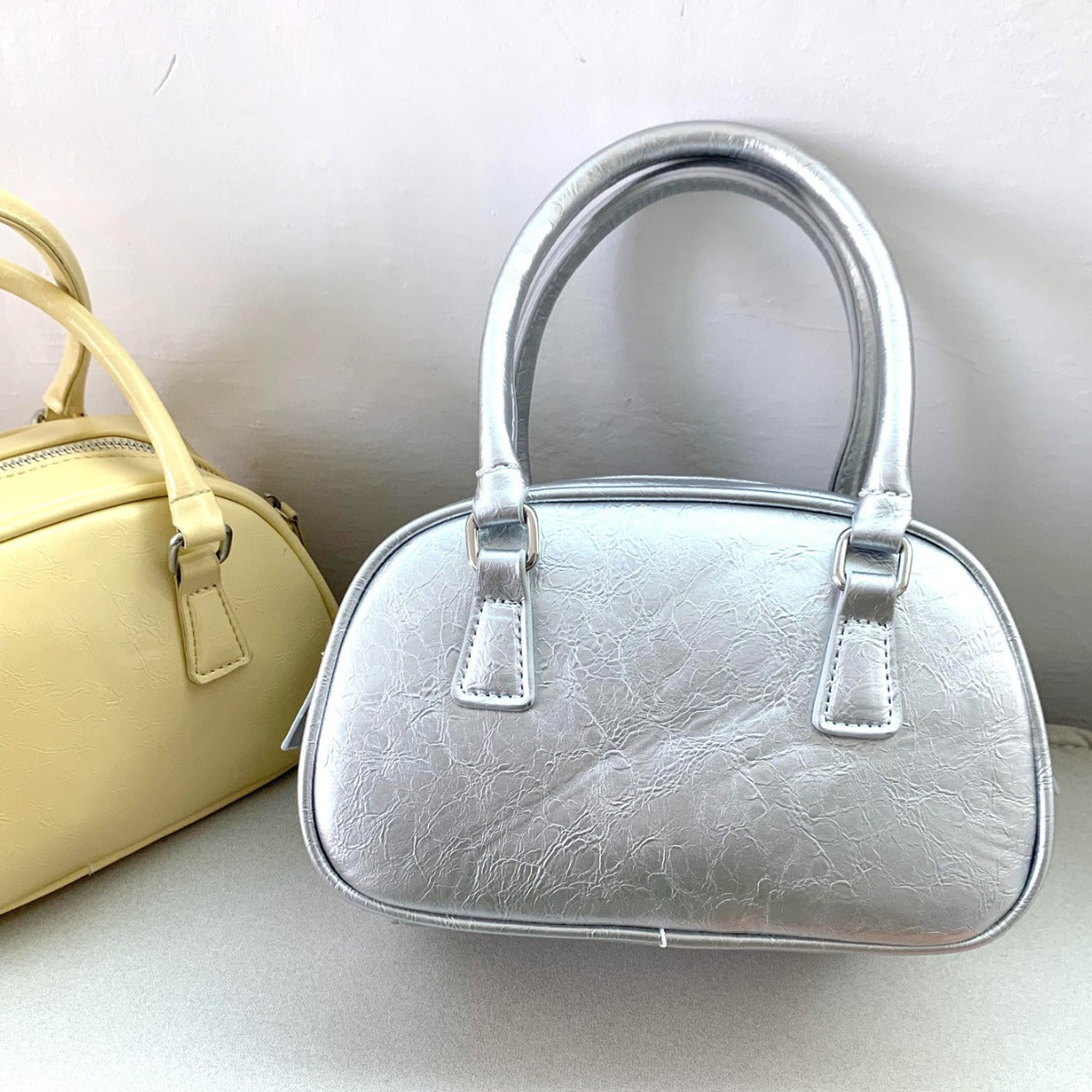 Wholesale Pu Texture Silver Retro Fashion Versatile Polyester Small Square Handbag