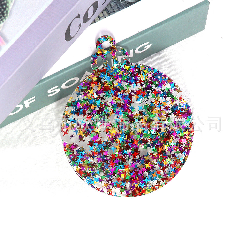 Wholesale 10pcs Glitter Acrylic Christmas Pendant Decoration DIY Glitter Craft Hanging Ornament Patch