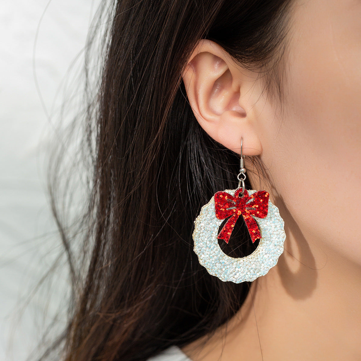 Wholesale Garland Bow Leather PU Earrings