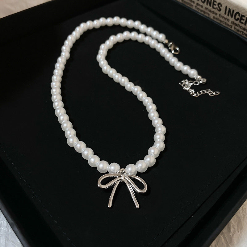 Wholesale Pearl Bow Beaded Necklace Versatile Earrings