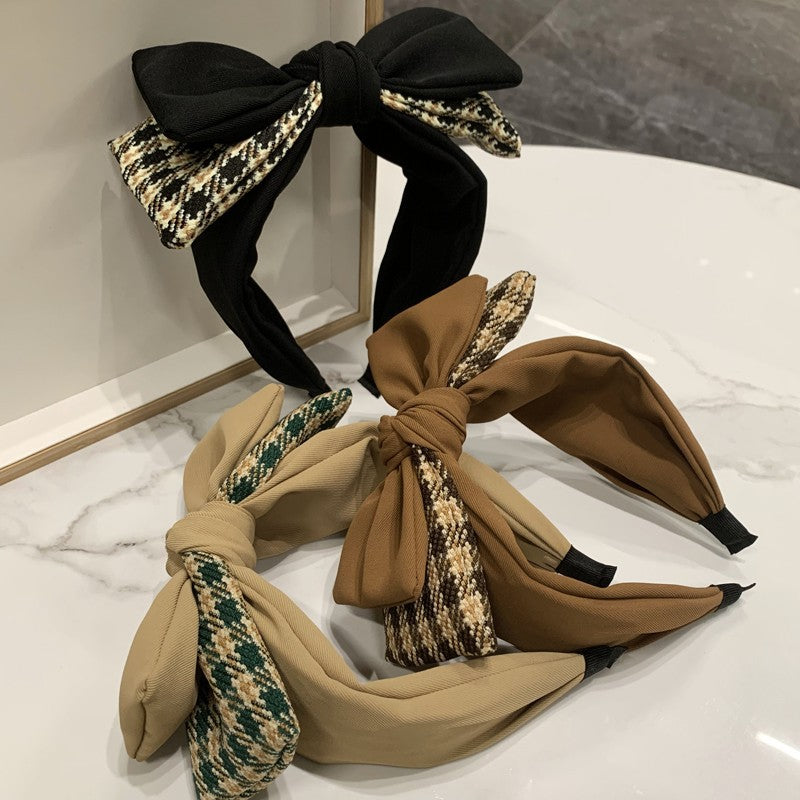Wholesale Simple Retro Double Layer Bow Knot Sweet and Cute Fabric Headband