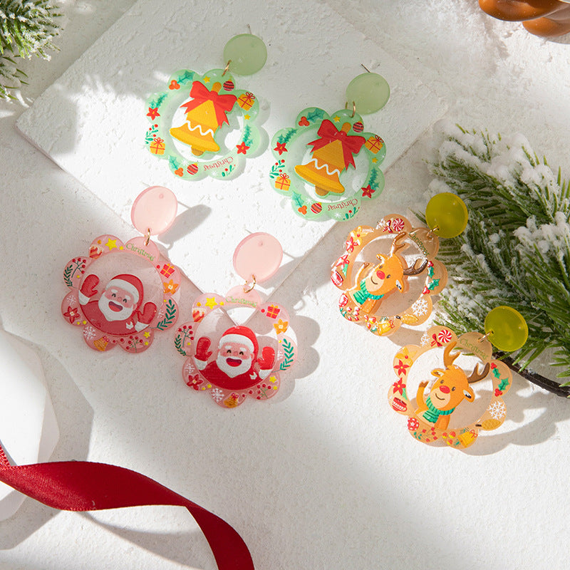Wholesale Christmas Santa Elk Acrylic Earrings