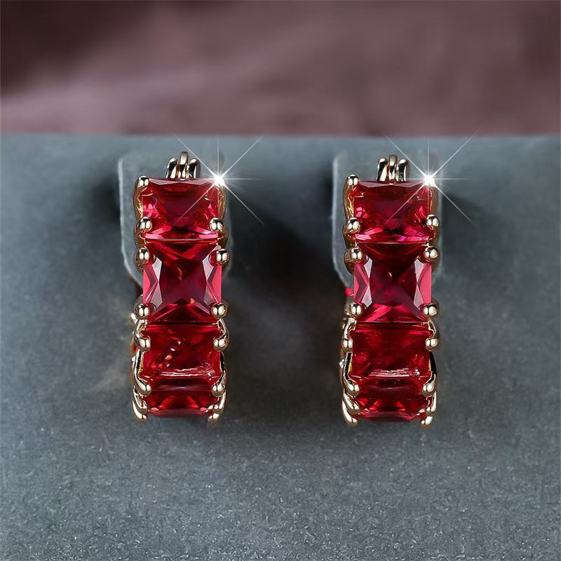 Wholesale Modern Black Zircon Geometric Ear Hoops Electroplated Alloy Fashion Accessory Party Gift Boutique Resale