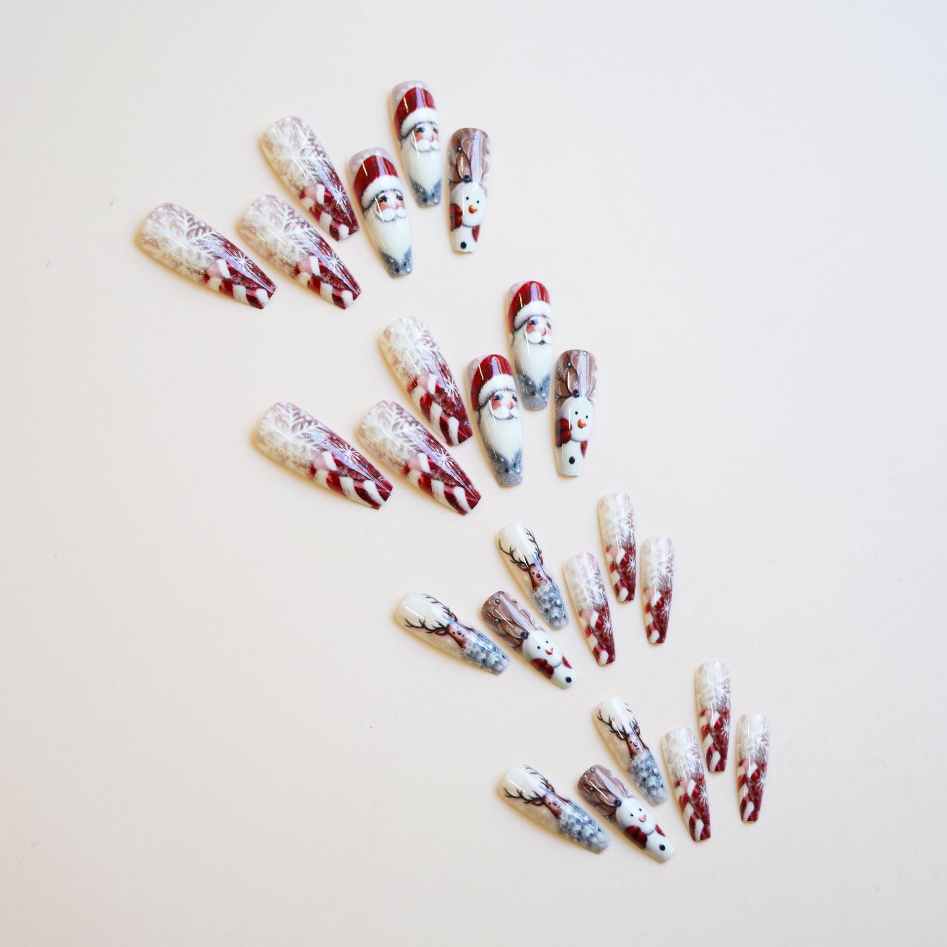 Wholesale ice crystal Christmas false nails long T wear nail stickers