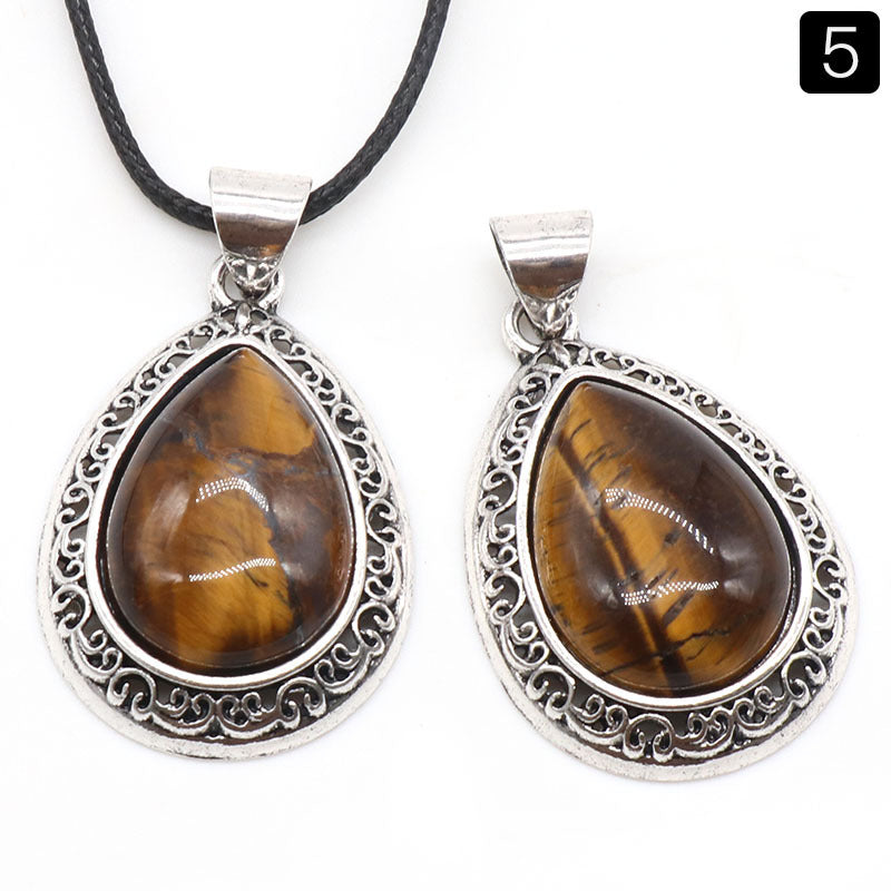 Wholesale Natural crystal agate semi-precious stone teardrop pendant