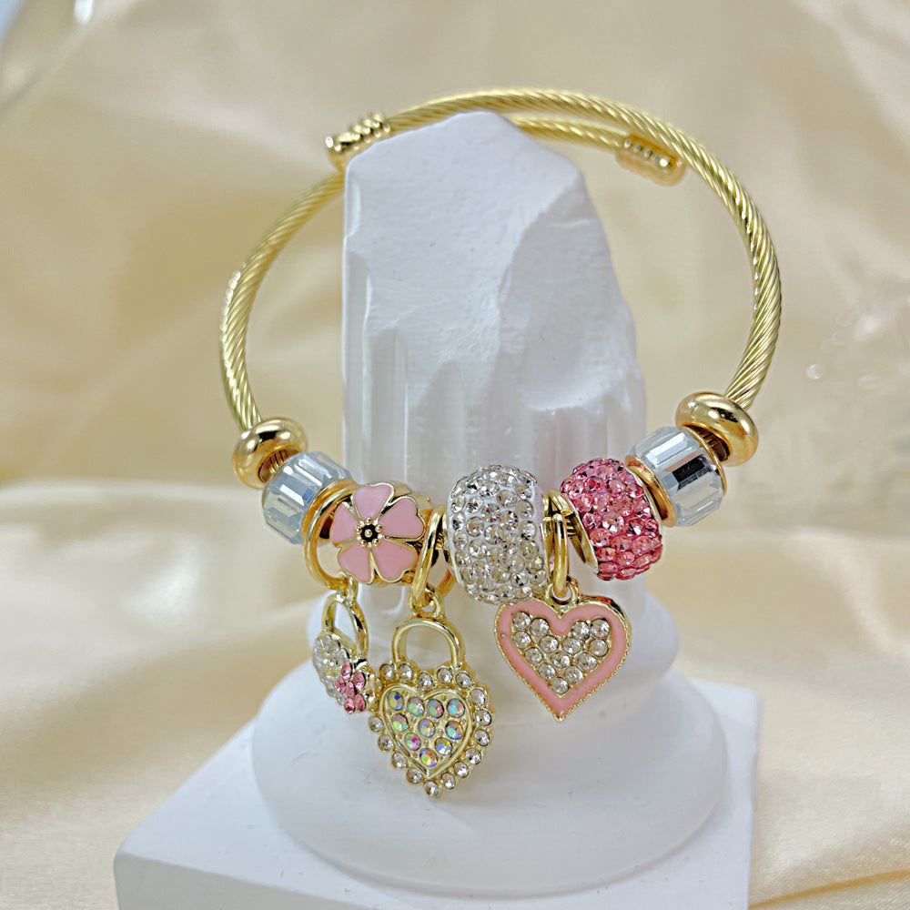 Wholesale Diamond Inlaid Heart Alloy Bracelets