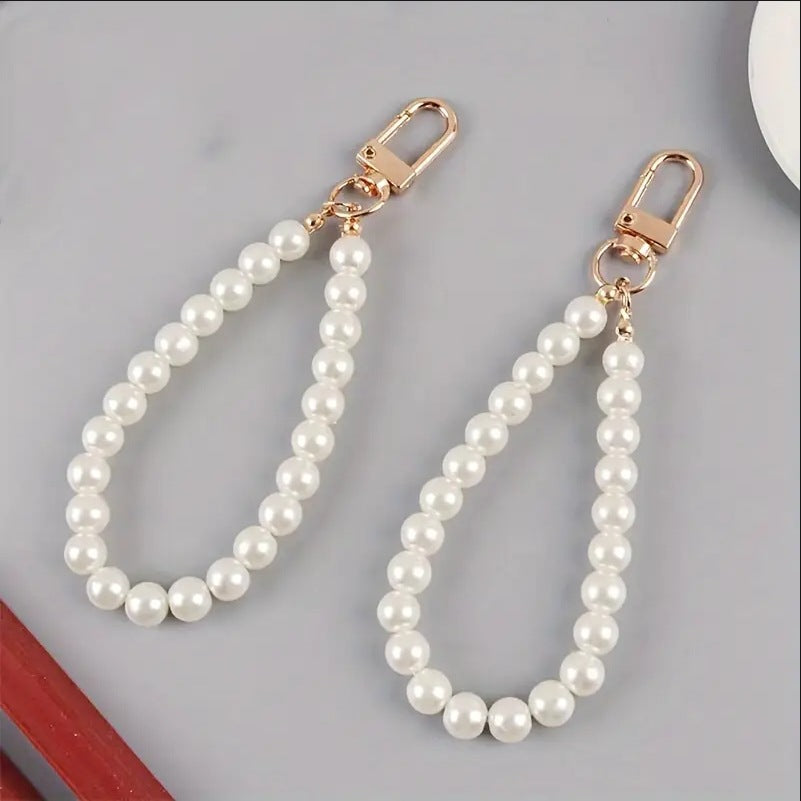 Wholesale 10pcs DIY imitation pearl pearl chain keychain