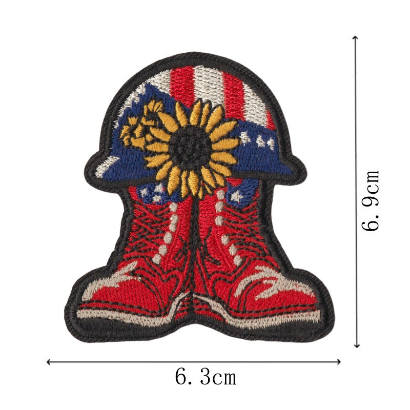 Wholesale 9 Piece Iron On Embroidered Patch Set USA 250Th Anniversary Flag Boots Lightning Bow Lips Designs Trendy DIY Craft Supply For Coat Decor
