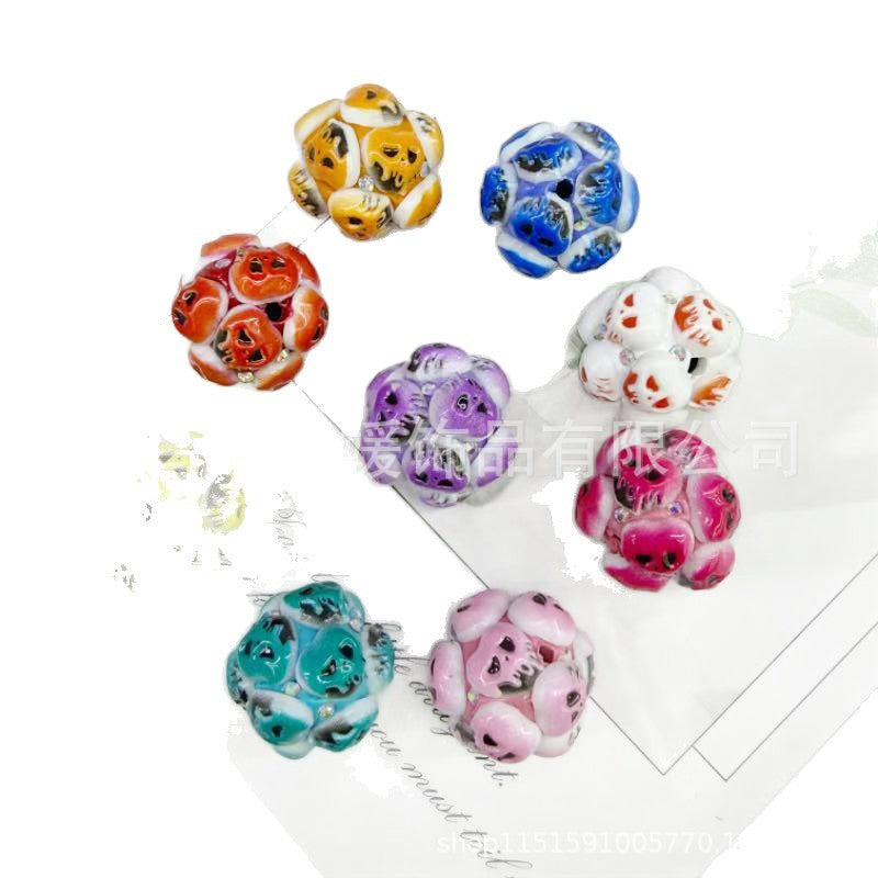 Wholesale 20pcs  Ghost Head Wearable Straight Hole 3D Focal Beads
