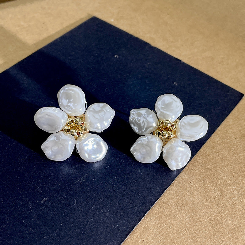 Wholesale Baroque Artificial Crystal Flower Pearl Earrings