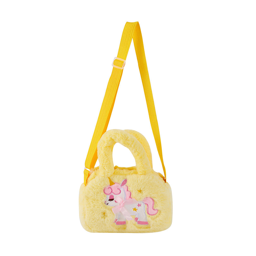 Wholesale Cartoon Unicorn Portable Plush Square Shoulder Bag