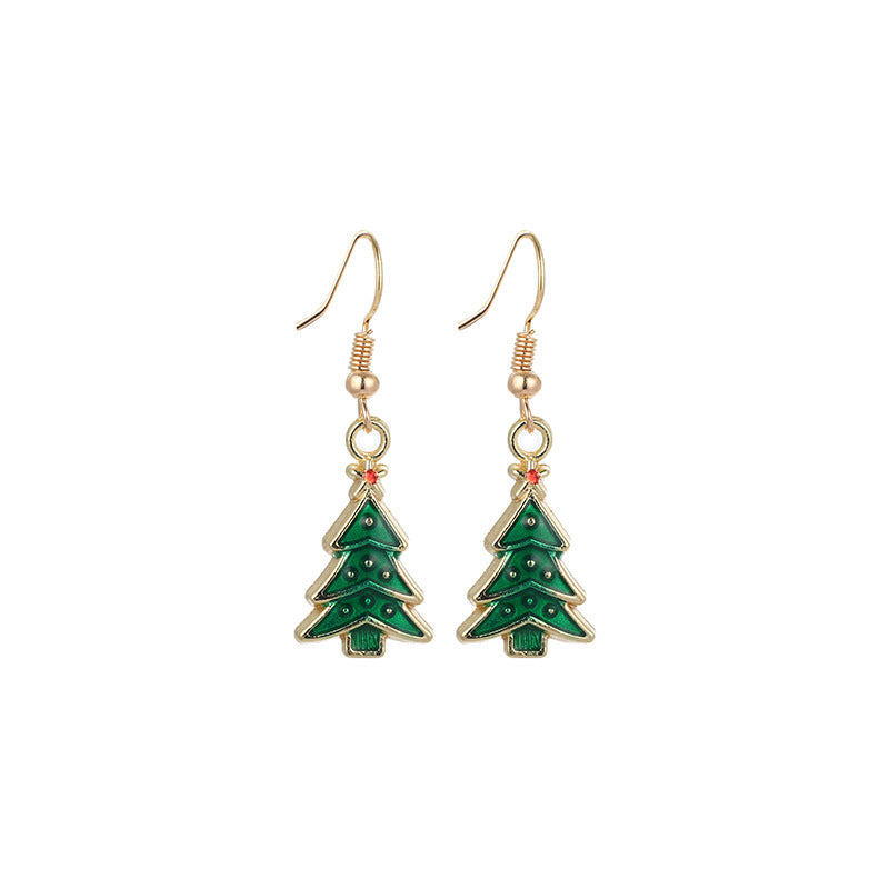 Wholesale Christmas Series Fashion Alloy Christmas Tree Old Man Bell Elk Candy Cane Earrings