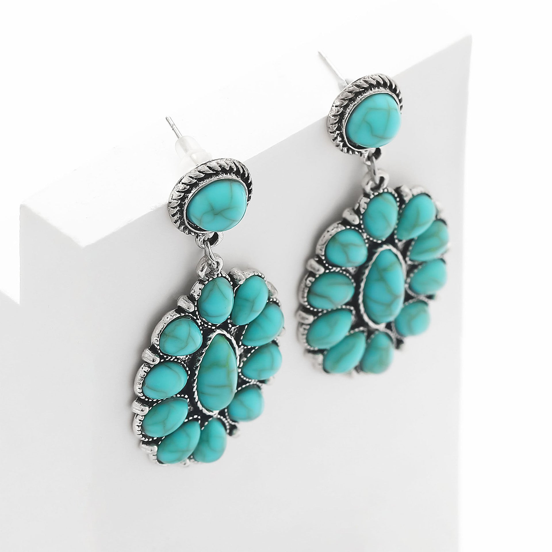 Wholesale Vintage Bohemian Turquoise Geometric Stud Earrings