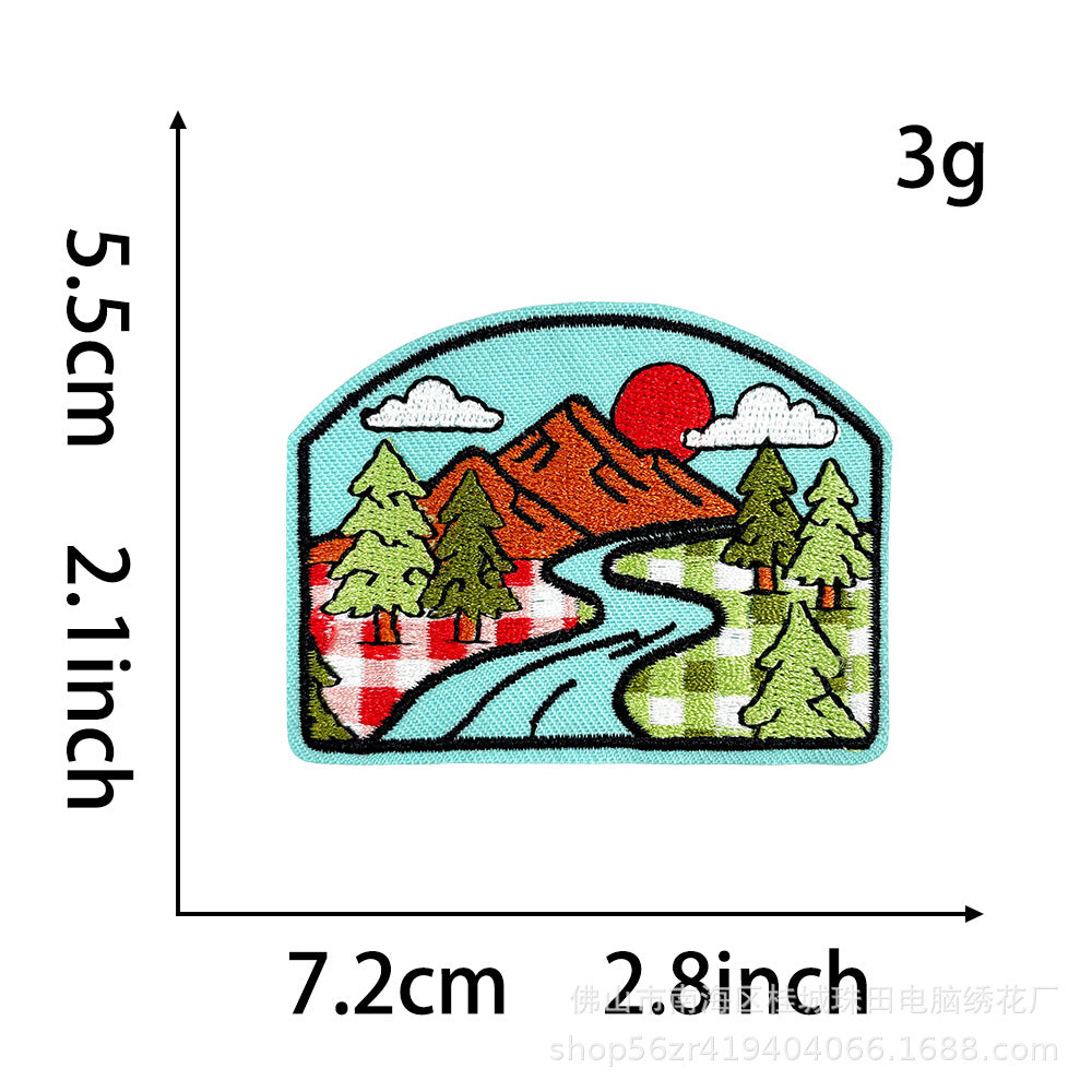 Wholesale Trendy Polyester Embroidered Patches Iron On Heat Transfer Applique For Outdoor Hiking Clothing DIY Accessory