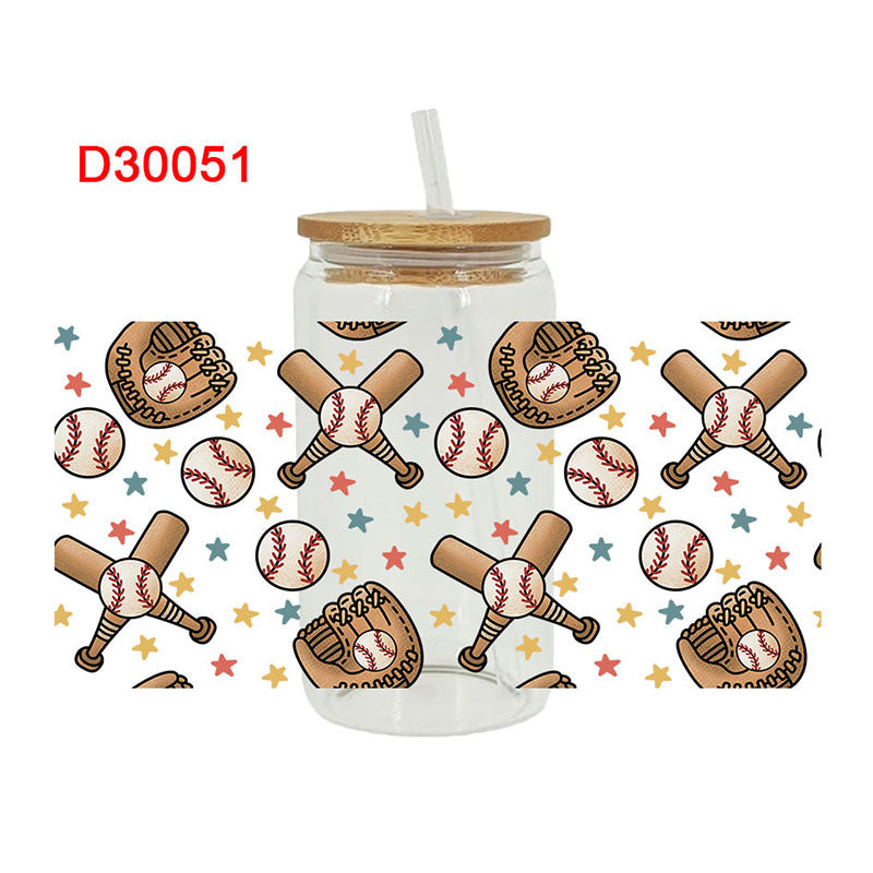 Wholesale Baseball rugby helmet sports 16oz Cup UV DTF Wraps