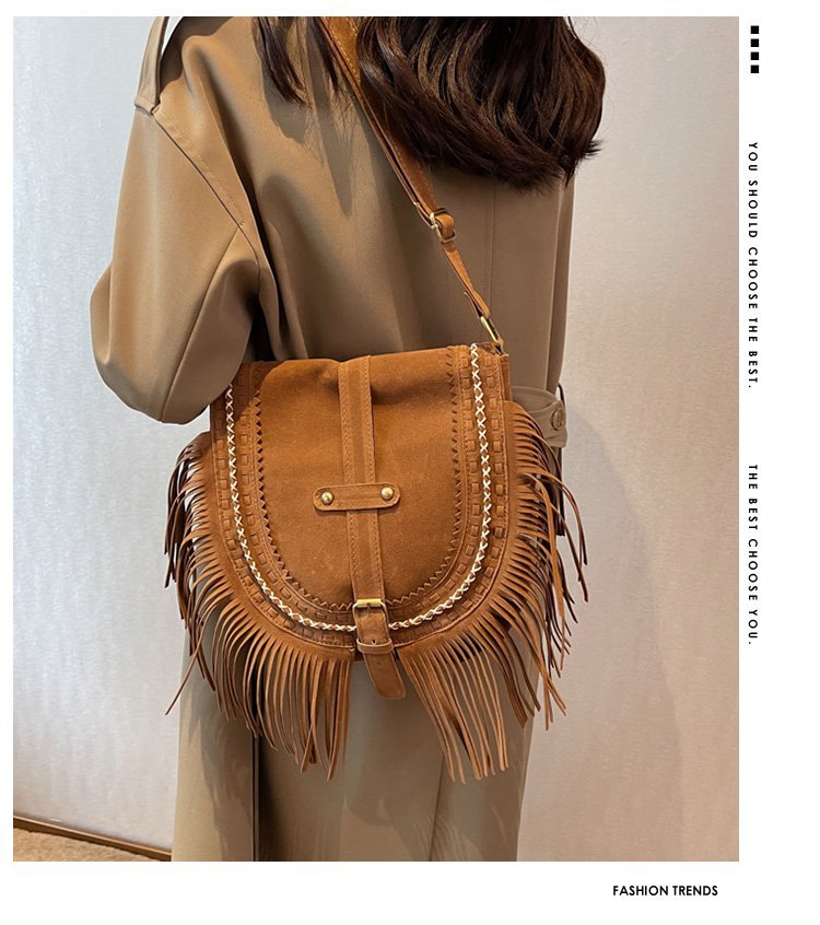 Wholesale PU Vintage Tassel Ethnic Shoulder Bag