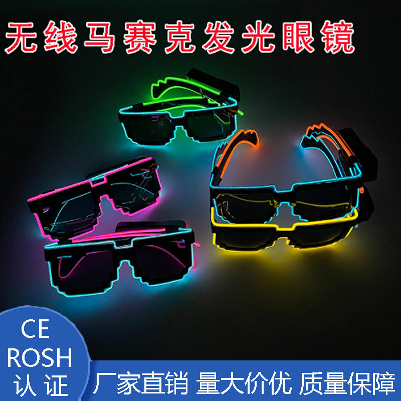 Wholesale LED wireless cool shiny mosaic luminous disco luminous sunglasses