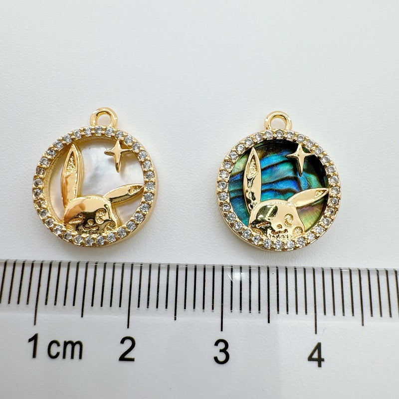 Wholesale Golden Natural Shell Abalone Shell Bear  Bracelet Necklace DIY Pendant