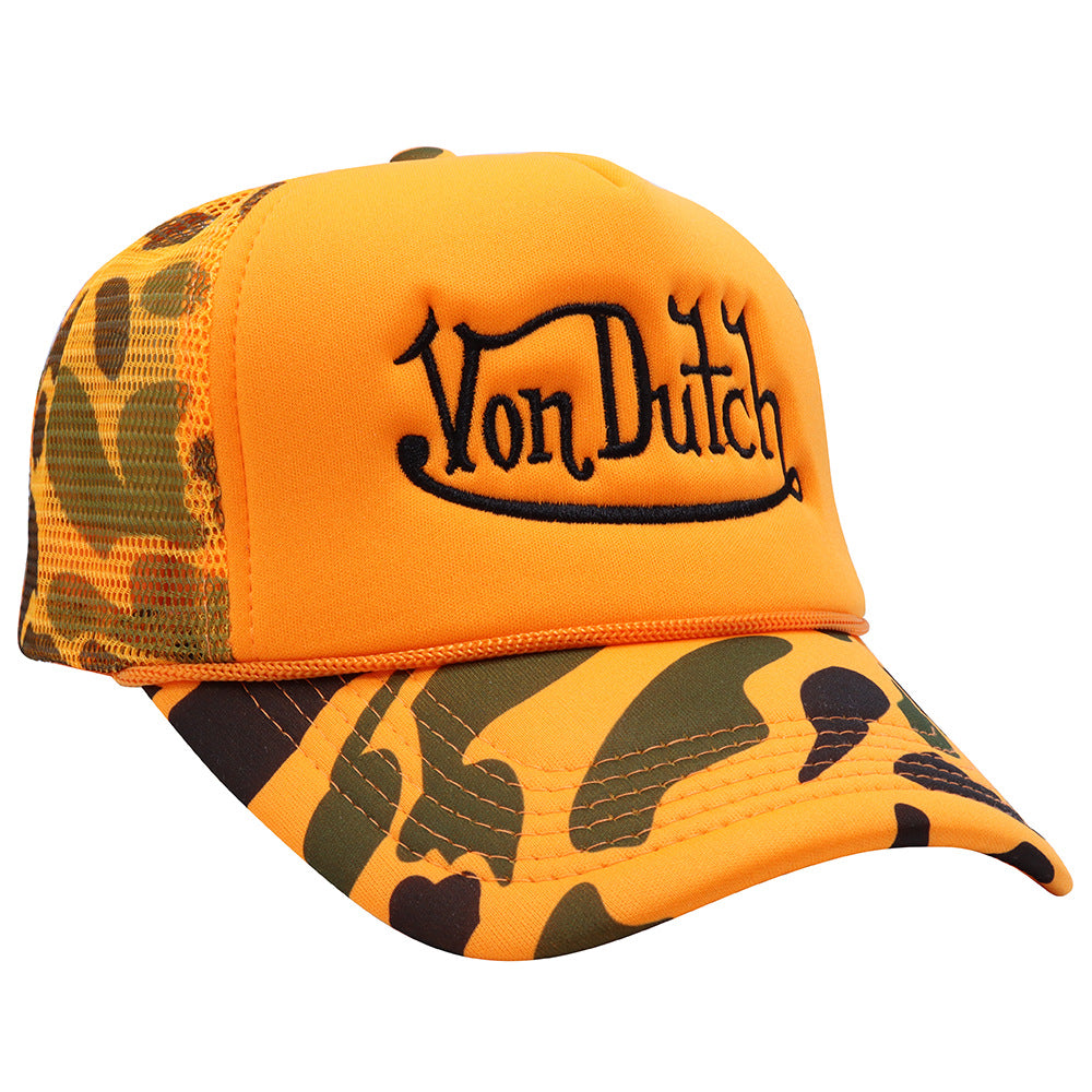 Wholesale Plaid Camouflage Embroidered Truck Hat Sun Protection Mesh Baseball Cap