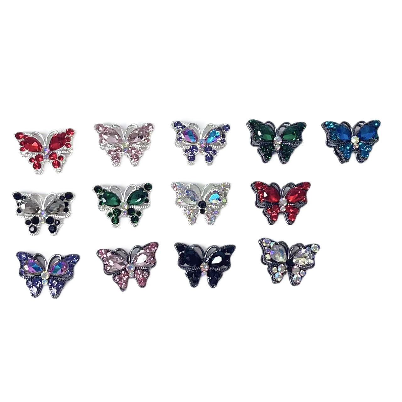 Wholesale  10pcs Crystal Diamond Three Dimensional Butterfly Straight Hole Beads