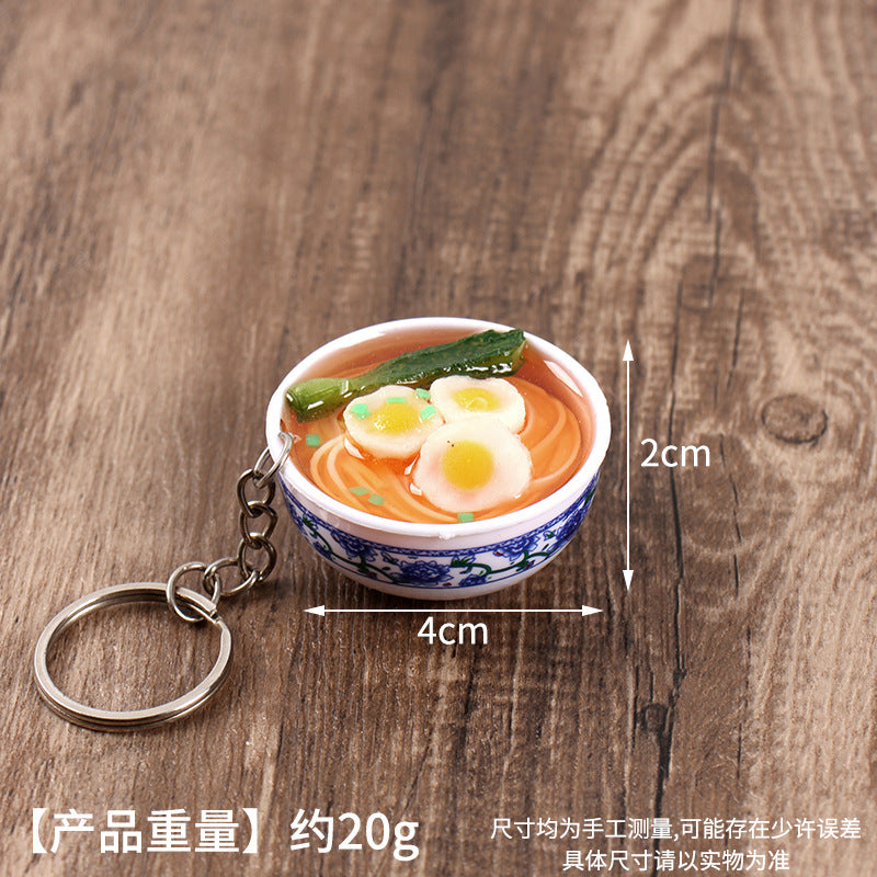 Wholesale Simulation Food 4cm Blue and White Porcelain Bowl Keychain Pendant Chinese Style Gourmet Snack Micro Food Play Model Toy