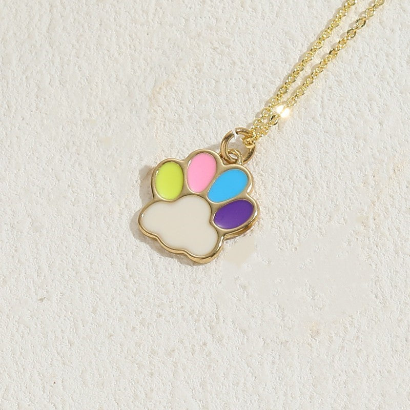 Wholesale Cat Claw Feet Multi Color Pendant Copper Necklace