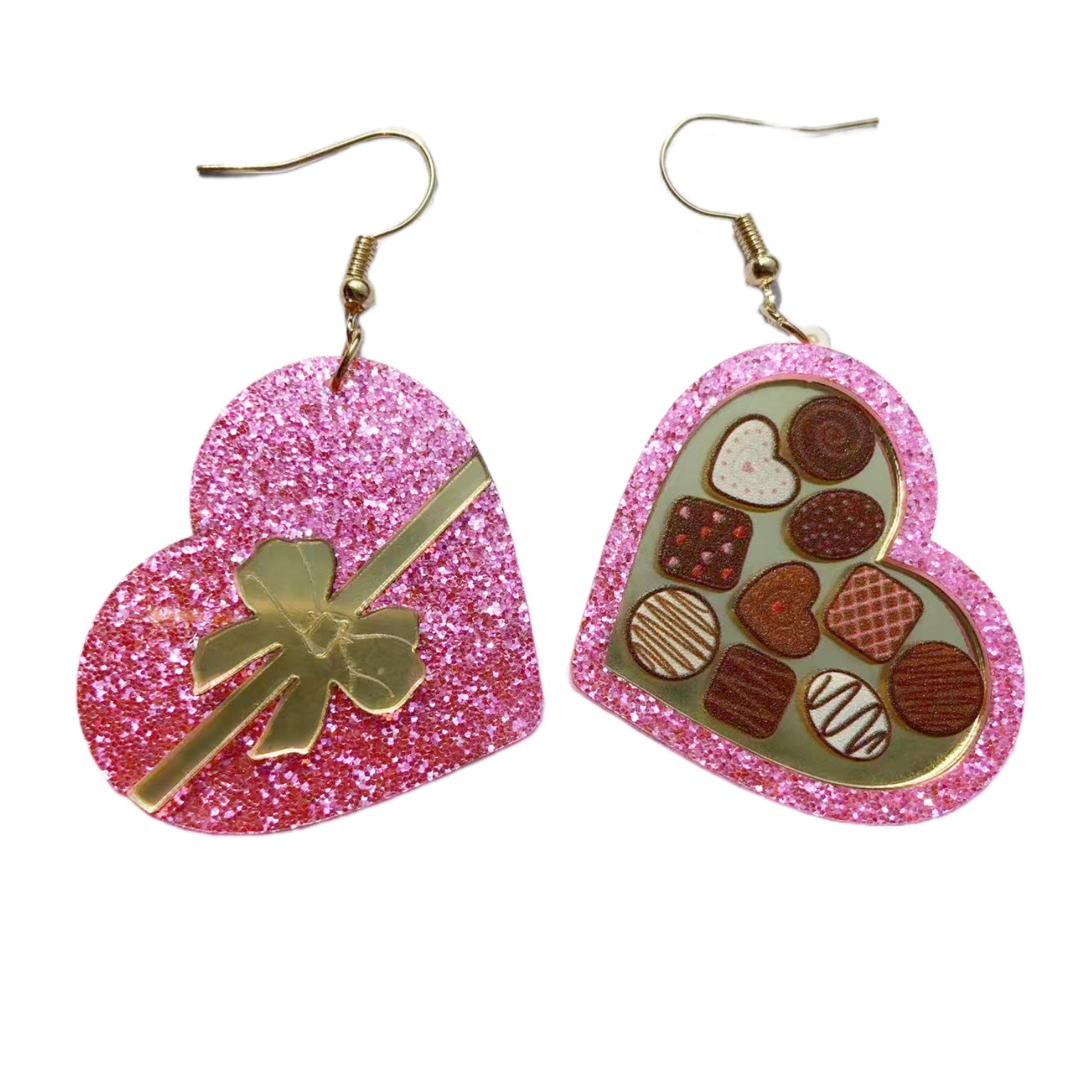 Wholesale Valentine's Day Peach Heart Rocket Gift Box Ice Cream Wine Red Acrylic Earrings