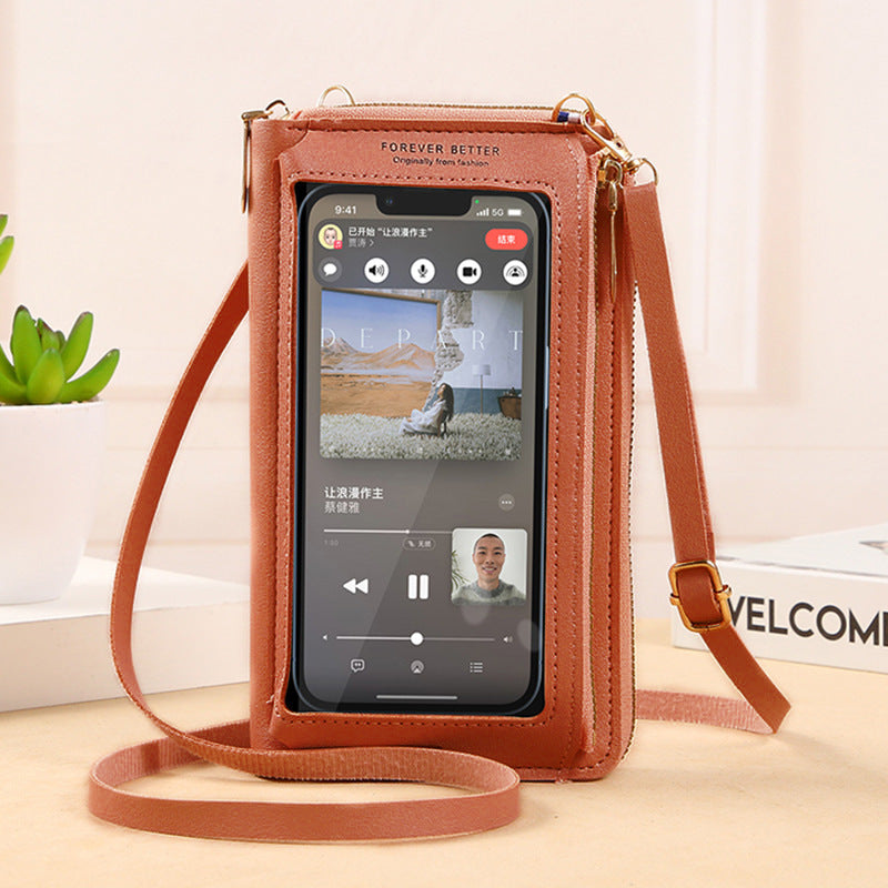 Wholesale Touch Screen Mobile Phone Bag Multifunctional Transparent Mini PU Leather Bag