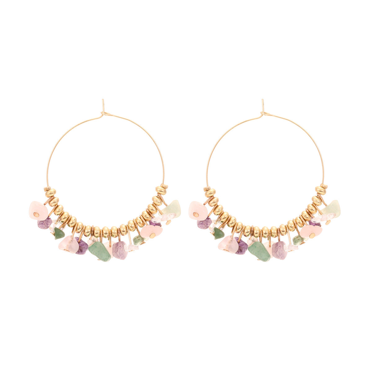 Wholesale Hand Beaded Colored Stones Alloy Earrings