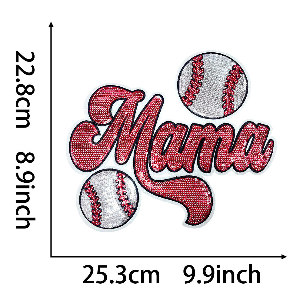 Wholesale Baseball Mama Shiny Embroidered Patch DIY Clothing Decorative Accessory For Coats Trendy Gift