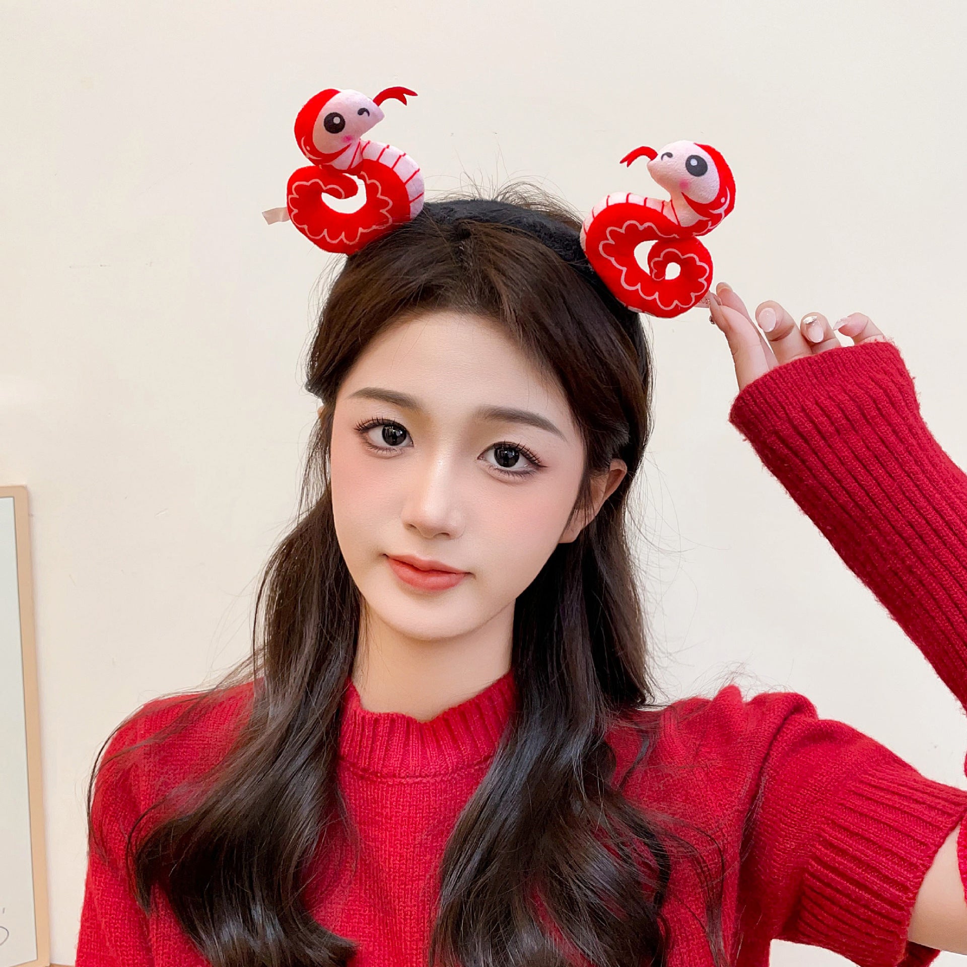 Wholesale Year of the Snake Headband  Cute Funny Plush Wash Hair Cards Small Snake Zodiac Headwear Children's Spring Festival