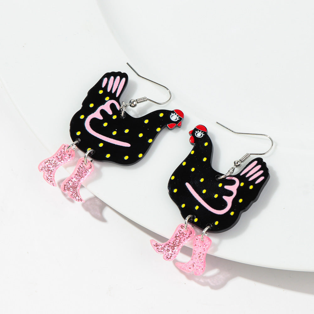 Wholesale Christmas Chicken Bell Acrylic Earrings