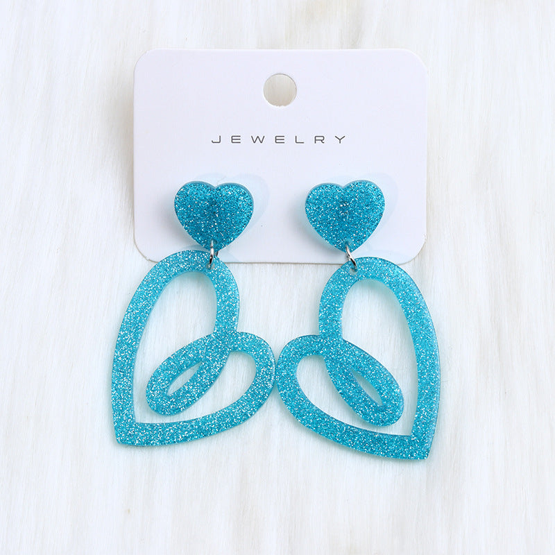 Wholesale Valentine's Day rose red heart earrings hollow earrings simple Korean earrings earrings