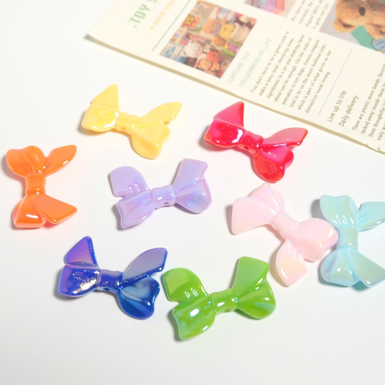 Wholesale 10pcs/pack UV Color Plated Bow Beads