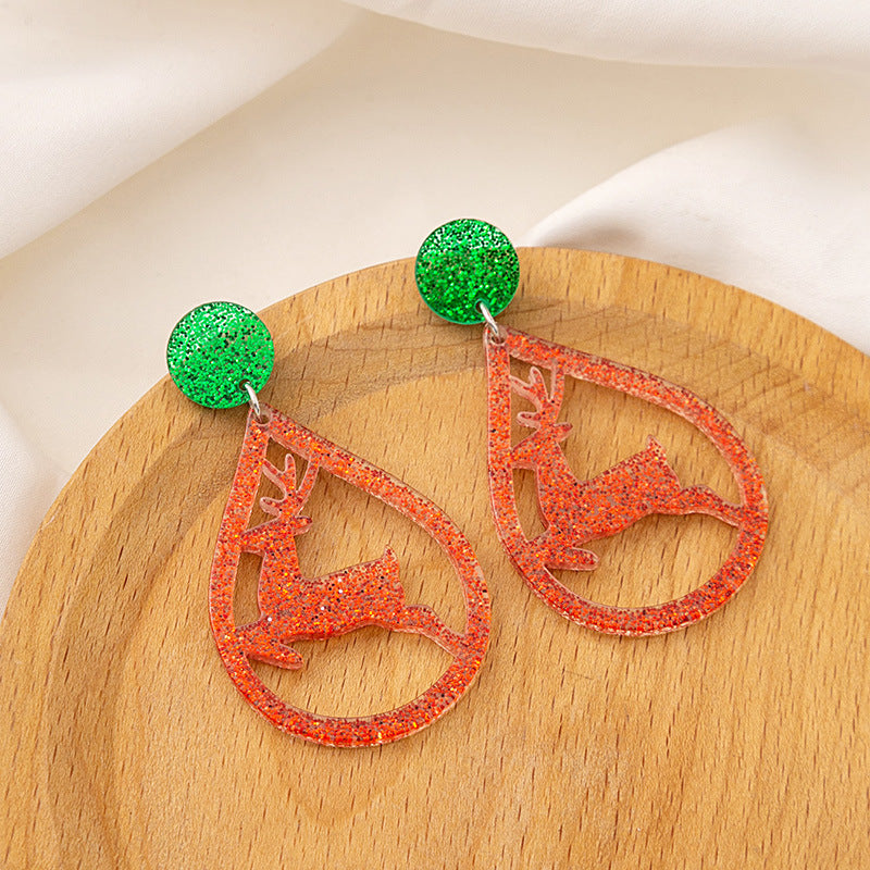 Wholesale Christmas Santa Claus Acrylic Snowflake Elk Hollow Earrings