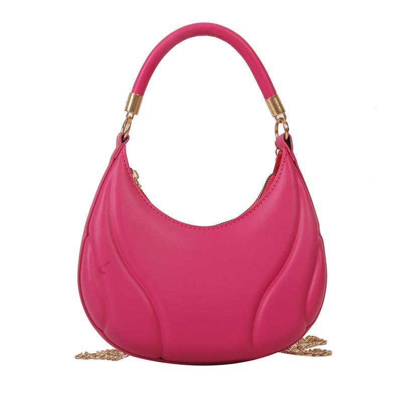 Wholesale Pink PU Underarm Bag Single Shoulder Crescent Bag