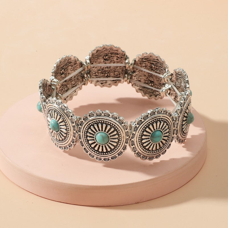 Wholesale Vintage Alloy Turquoise Stretch Bracelet Bohemian Bracelet