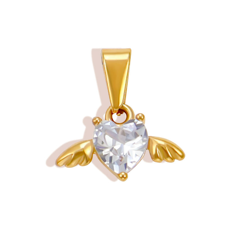 Wholesale 10pcs Diamond studded heart-shaped clover butterfly stainless steel pendant