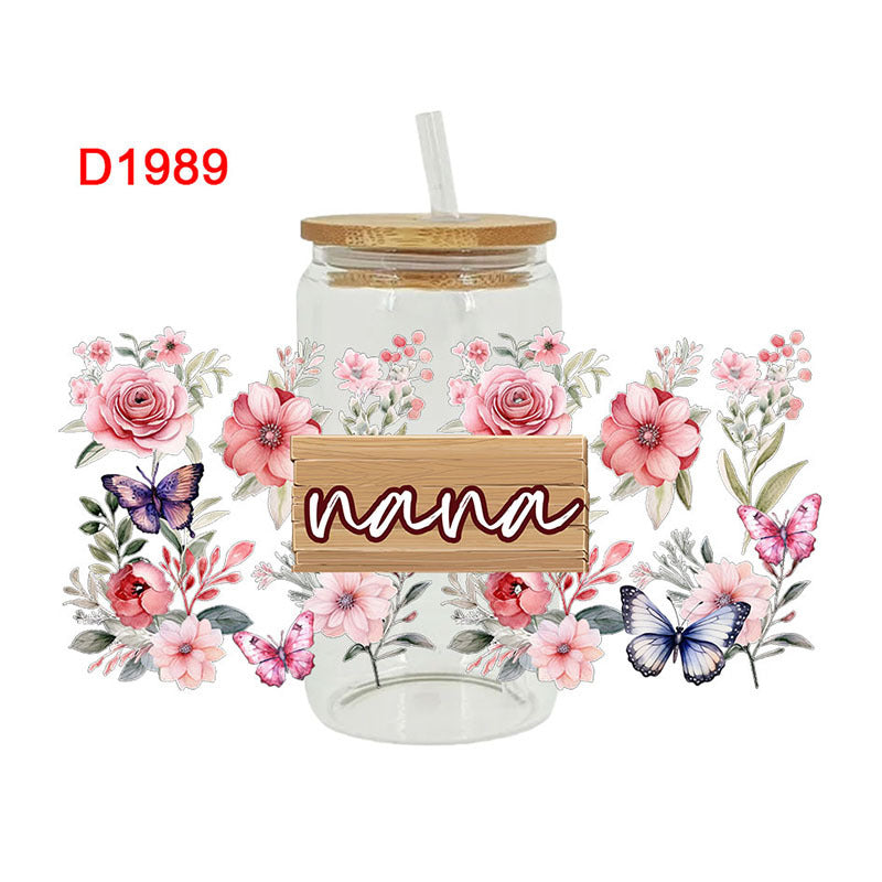 Wholesale Colorful Butterfly Flowers 16oz Cup UV DTF Wraps