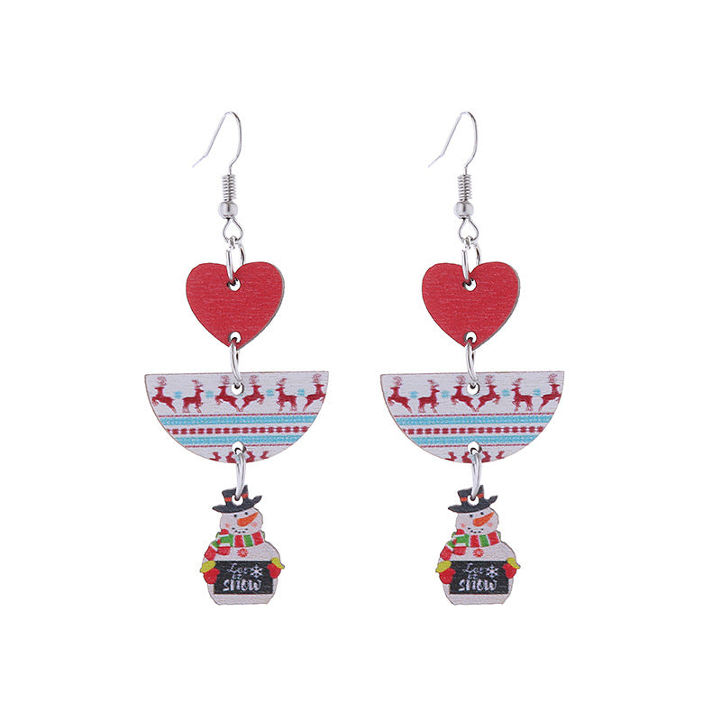 Wholesale Christmas Elk Snowflake Cute Long Drop Earrings