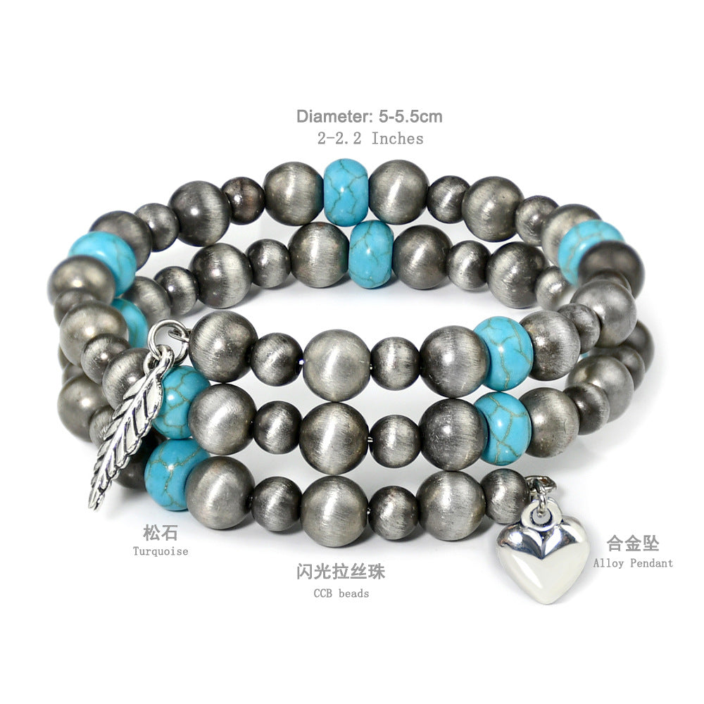 Wholesale Vintage Antique Pewter Beaded Necklace Bracelet Drop Shaped Earrings Jewelry Set