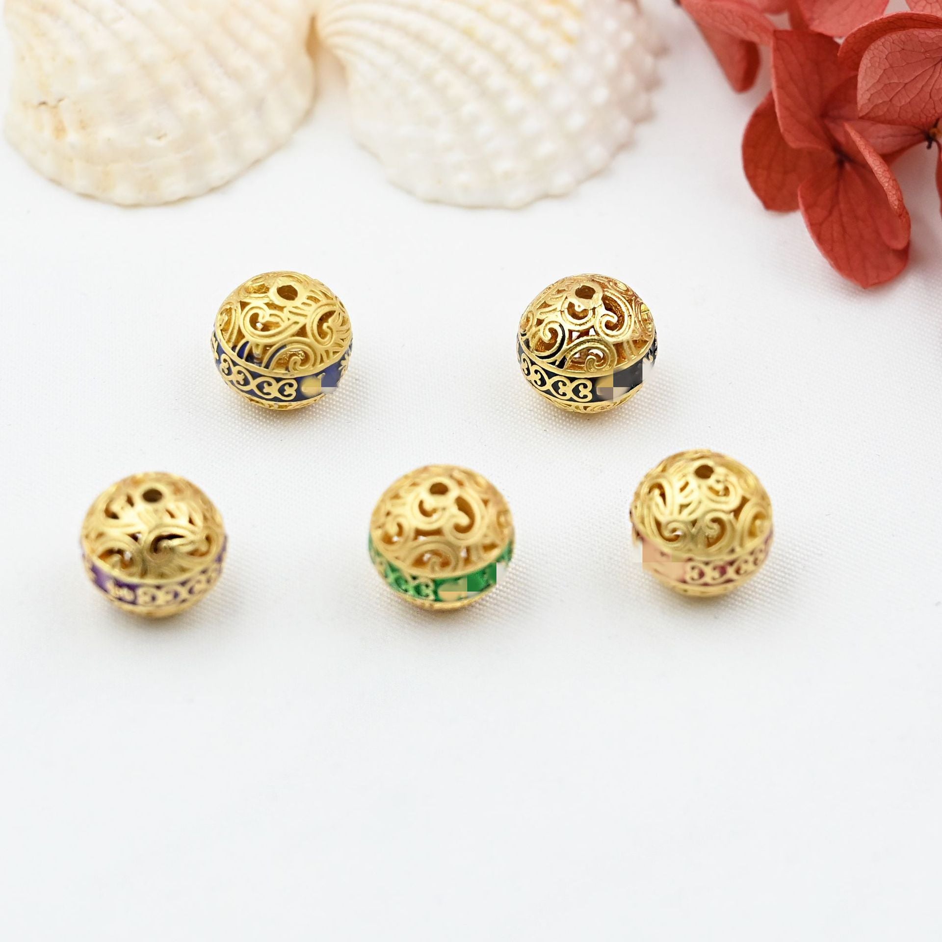 Al por mayor 5 piezas/paquete antiguo oro ardiente ardiente azul color de goteo a través de agujeros de barril de Wenwan Wenwan